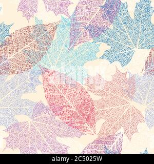 Skeletonized leaves seamless Stock Vector