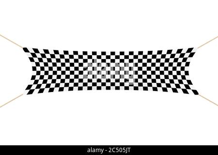 Racing Finish Checkered Banner with Ropes on a white background. 3d Rendering. Stock Photo