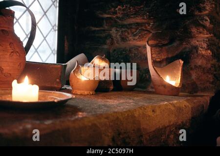 authentic medieval tavern. interior Stock Photo