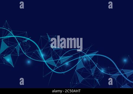 Geometric abstract background with connected line and dots. Structure molecule and communication. Big Data Visualization. Medical, technology, science Stock Vector