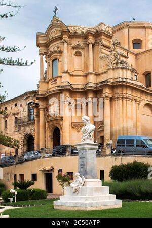 San Domenico is a Baroque-style, Roman Catholic Church and monastery located facing piazza XVI Maggio, Noto, Sicily, Italy Stock Photo