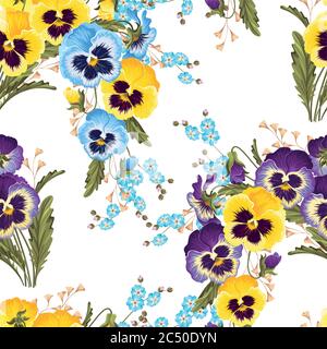 Seamless varicolored pansies Stock Vector