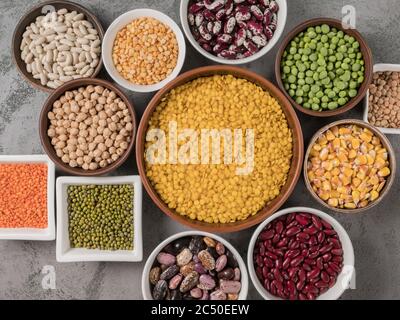 The concept of healthy eating. Different legumes in close-up. Stock Photo