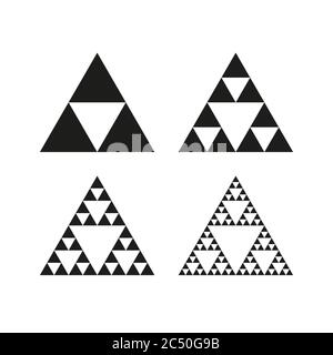 Geometric triangle symbol. Sierpinski triangle. Infinite fractal shape Stock Vector