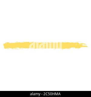 Brush stroke left a yellow paint imprint. Paintbrush texture in brushstroke form. Recolorable shape isolated from background. Vector illustration Stock Vector