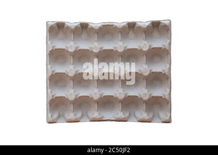A big grey organic container for 20 eggs isolated on white background. Stock Photo