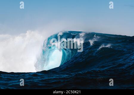 Powerful wave breaking in Atlantic Ocean Stock Photo