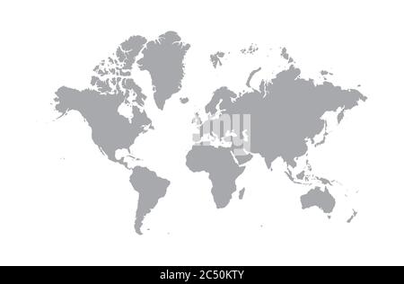 Blank Grey World map isolated on white background. popular World map Vector globe template for website, design, cover, annual reports, infographics. F Stock Vector