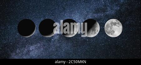 Moon phases. growing New moon Stock Photo