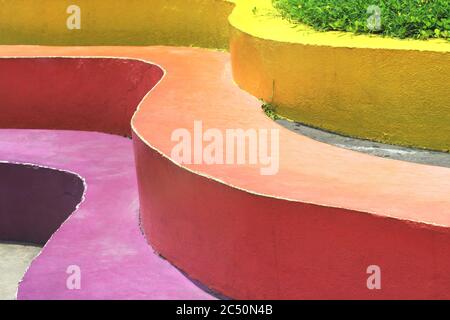 Abstract Minimalist Architecture,colorful concrete steps,conceptual background Stock Photo