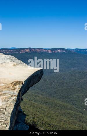 Lincoln's Rock in blue mountain Sydney Australia.  This incredible lookout was only officially named ‘Lincoln’s Rock’ in 2013. Stock Photo