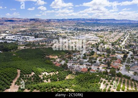 Aerial view above western Simi Valley and Quail Ranch Stock Photo