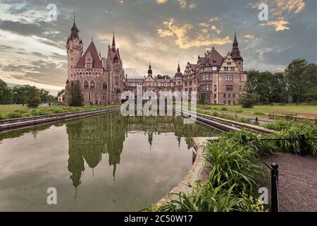 The Moszna Castle is a historic palace located in a small village in Moszna is one of the best known monuments in Upper Silesia. Stock Photo