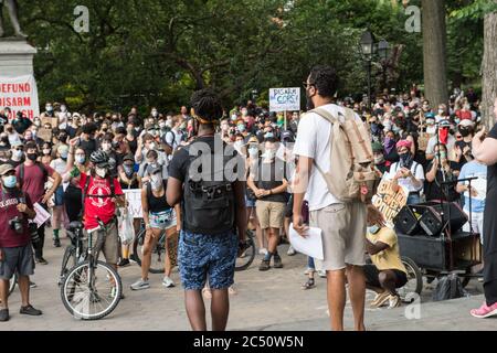 New York, NY, June 29th 2020, Defund NYPD protest in Washington Square Park. Credit Kevin RC Wilson Stock Photo