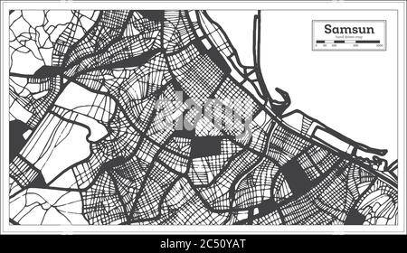 Samsun Turkey City Map in Black and White Color in Retro Style. Outline Map. Vector Illustration. Stock Vector