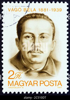 HUNGARY - CIRCA 1981: A stamp printed in Hungary shows Bela Vago, founder member of Hungarian Communist Party, circa 1981. Stock Photo