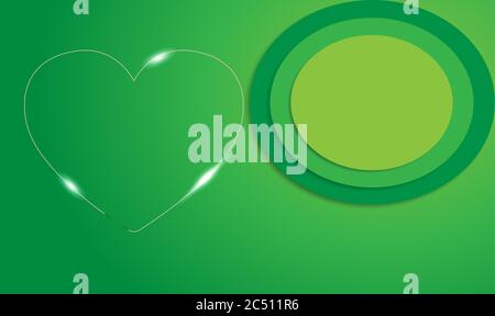 thin heart on abstract green backgrounds Stock Vector