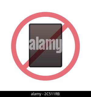 tablet pc in prohibition sign digital detox concept do not use gadgets vector illustration Stock Vector
