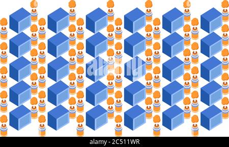 digital textile design of tree with cube arts Stock Vector