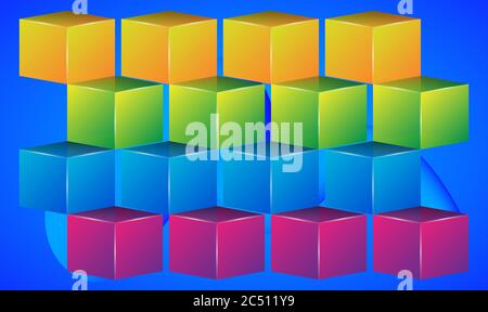 digital textile design of various cubes on abstract backgrounds Stock Vector