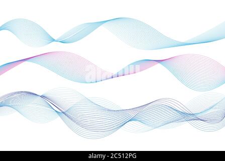 Vector blue wave lines isolated on a white background. Design for web pages and sites. Stock Vector