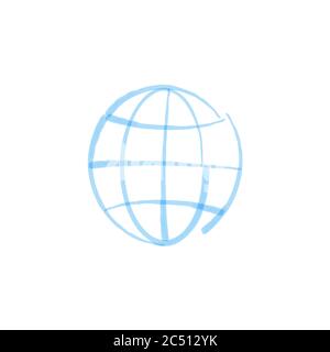Globe hand drawn earth on white background. World in doodles style. Environment doodle design for earth day. Stock vector illustration isolated on Stock Vector