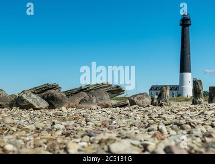 beautiful sightseeing of Saaremaa island in sunny clear day . Sorve lighthouse, Saaremaa island, Estonia Stock Photo