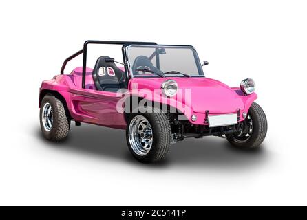 Pink Dune buggy side view isolated on white Stock Photo