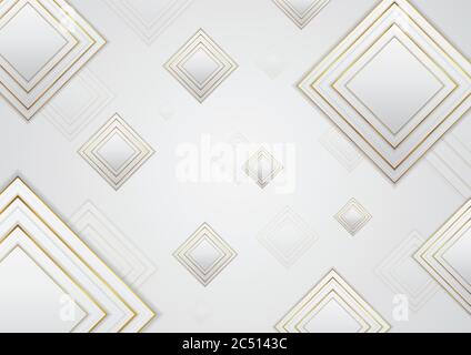 Square pattern shape design abstract white background luxury gold design. vector illustration. Stock Vector