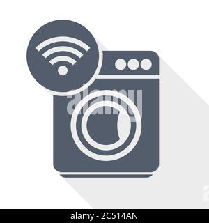 Washing machine, internet, wifi flat design vector icon Stock Vector