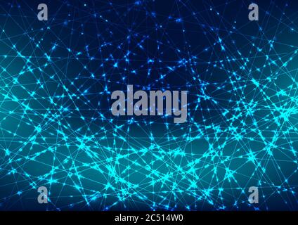 Abstract blue laser line with sparkle lighting on dark blue space ...