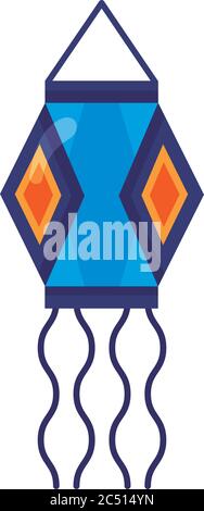 paper lamp hindu hanging flat style icon vector illustration design Stock Vector