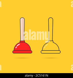 set of two thin line plunger icon Stock Vector
