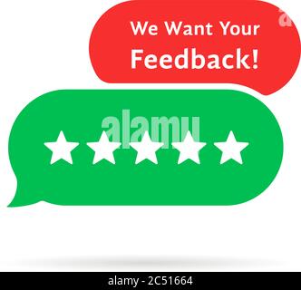 cartoon speech bubble we want your feedback Stock Vector