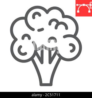 Broccoli line icon, food and keto diet, broccoli sign vector graphics, editable stroke linear icon, eps 10. Stock Vector
