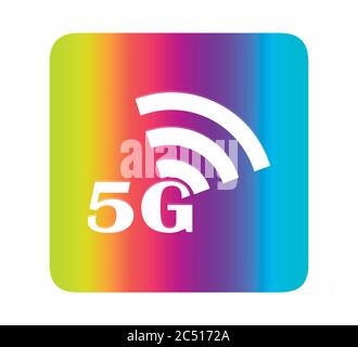 Pin icon with 5G sign symbol Stock Vector