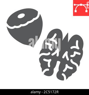 Nuts glyph icon, hazelnut and keto diet, walnut sign vector graphics, editable stroke solid icon, eps 10. Stock Vector