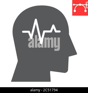 Epilepsy glyph icon, illness and neurology, epilepsy sign vector graphics, editable stroke solid icon, eps 10. Stock Vector