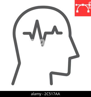 Epilepsy line icon, illness and neurology, epilepsy sign vector graphics, editable stroke linear icon, eps 10. Stock Vector