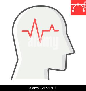 Epilepsy color line icon, illness and neurology, epilepsy sign vector graphics, editable stroke colorful linear icon, eps 10. Stock Vector