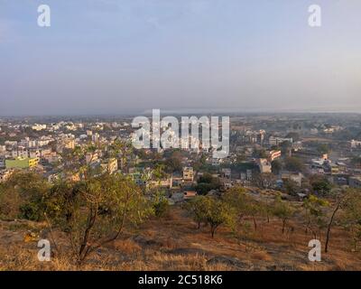 Aerial view of Jejuri Town, Maharastra, India Stock Photo