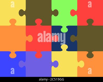Vector colorful puzzle lettering - made from puzzle pieces. Many ...