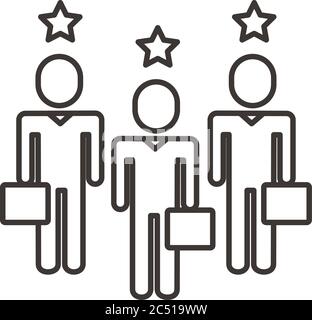 businessmen teamwork figures with stars line style icon vector illustration design Stock Vector