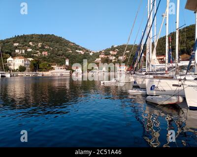 Ithaca in Greece: the pretty vlllage and harbour of Kioni Stock Photo