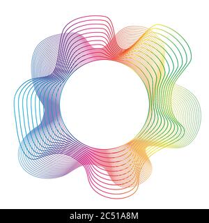 Abstract wavy vector frame, shape. Guilloche logo shape of circle and waves Stock Vector