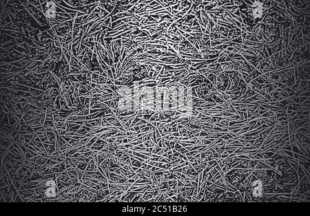 Distressed texture of old dry grass stems in a grid. Black and white grunge background. EPS8. Vector illustration. Stock Vector