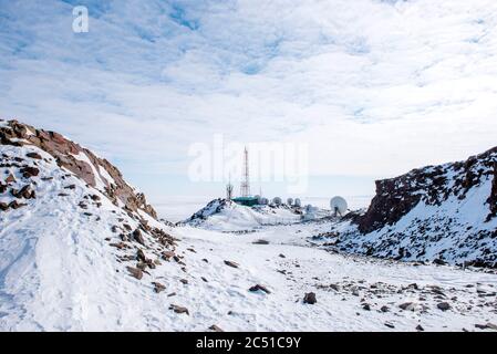 Sell site located on the hill in tundra next to Anadyr, small town in Chukotka, Russia Stock Photo