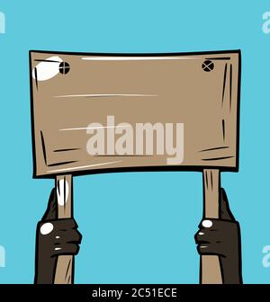 vector cartoon banner held up in hands  Stock Vector