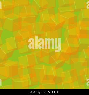 Golden Transparent Cubes Seamless Pattern, 3D Illustration Stock Vector