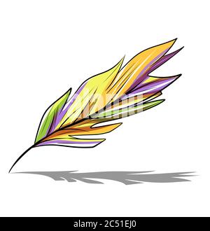 Bright vector feather isolated on white background Stock Vector